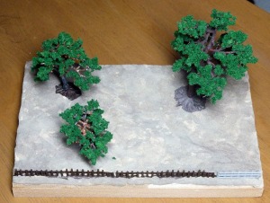 三本松の小景製作（土を塗装）